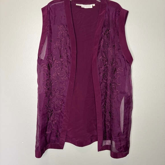 Campagnie Internarionale Express Tops - Campagnie Internationale Express 100% Silk Cardigan Blouse Large Purple Vintage